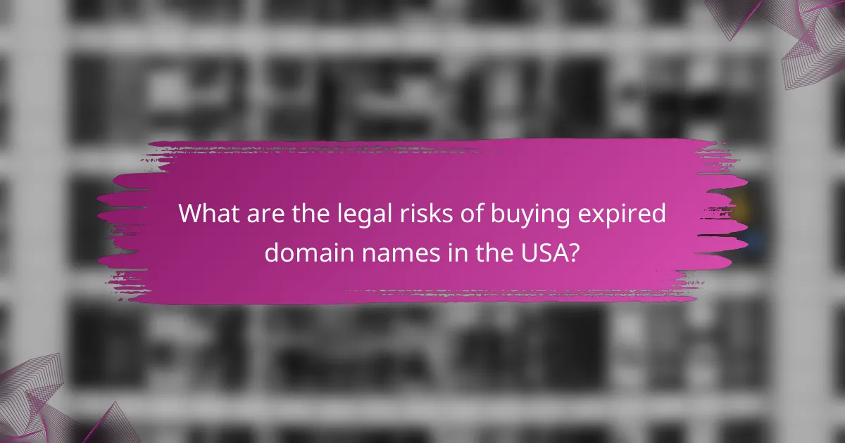 What are the legal risks of buying expired domain names in the USA?