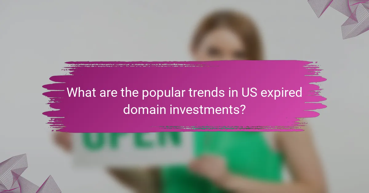 What are the popular trends in US expired domain investments?